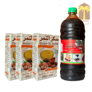 عسل دبس التمر الطبيعي 1 لتر + 3 علب سكر التمر الطبيعي باقة 3